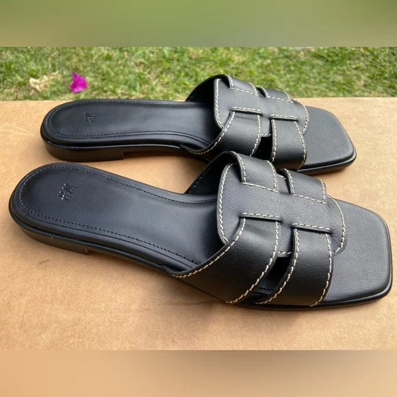 H&M Leather Black Sandals Woman’s Size 9 - Picture 6 of 9